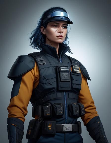 Person in Detailed Security Uniform Concept Art