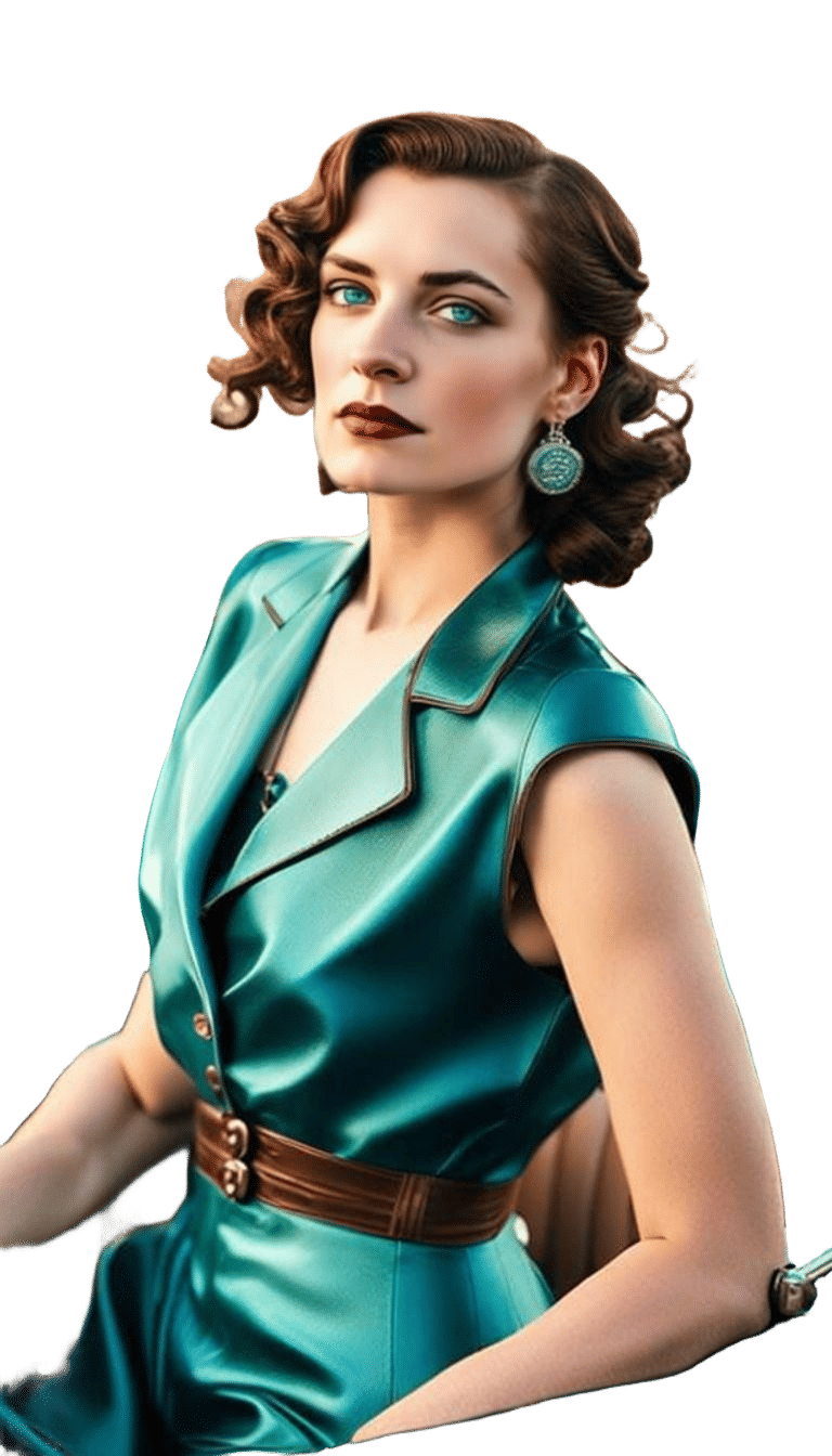 Detailed Portrait with Teal 1930s Bugatti