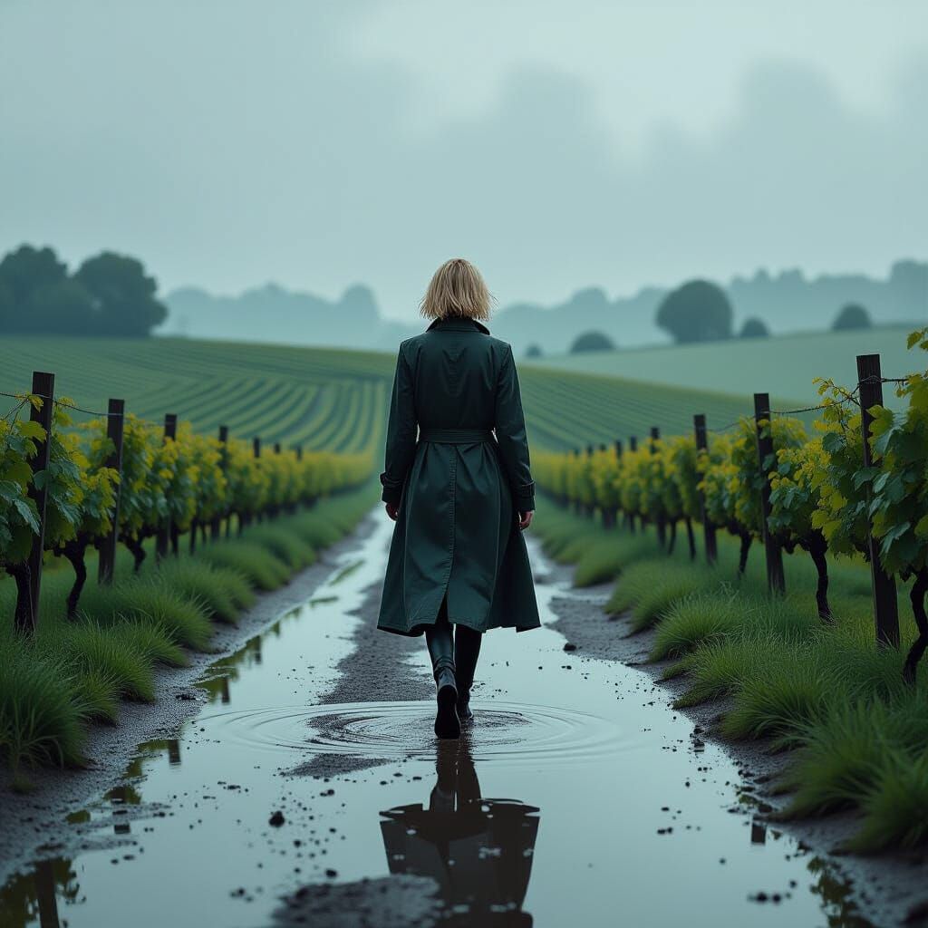Woman Walks in Countryside, Digital Matte Painting