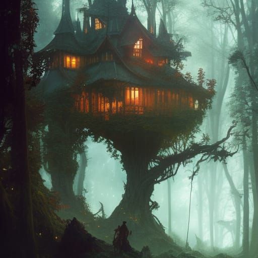 Fantasy Treehouse Concept Art in 8K Resolution
