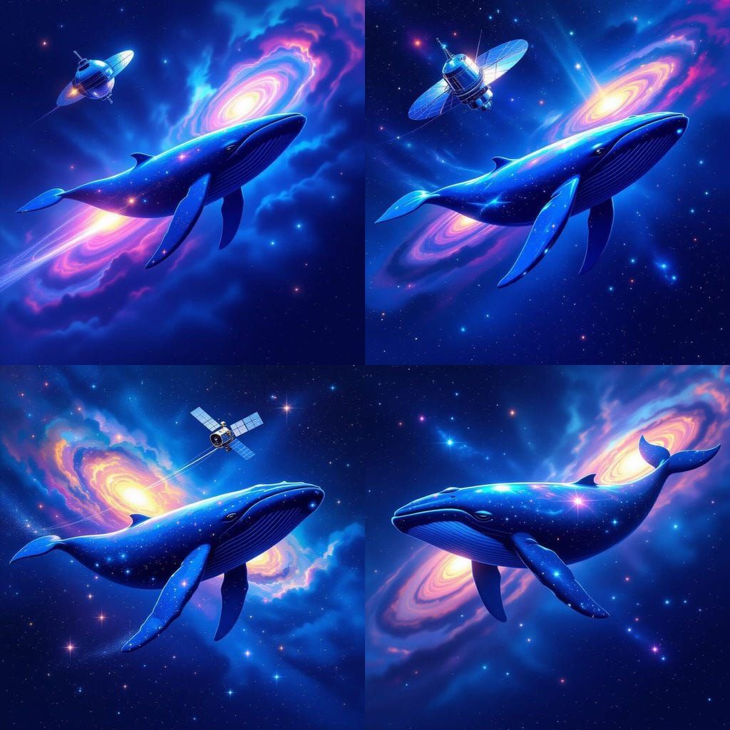 Cosmic Whale Gliding Through Starry Space