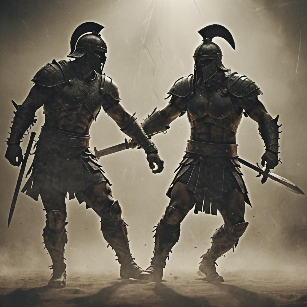 Eerie Gladiators in Semi-Transparent Silhouette