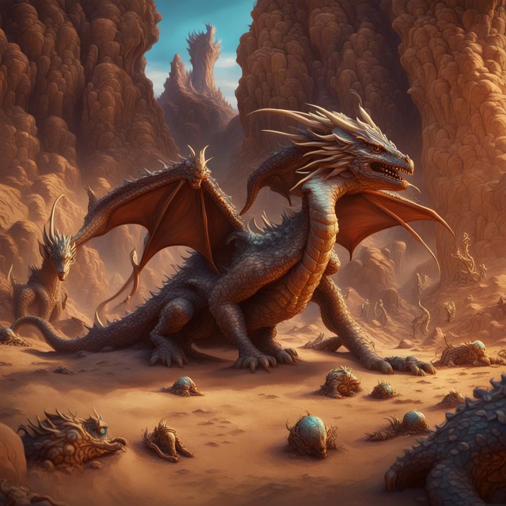 Desert Dragons Hoard: Fantasy Concept Art