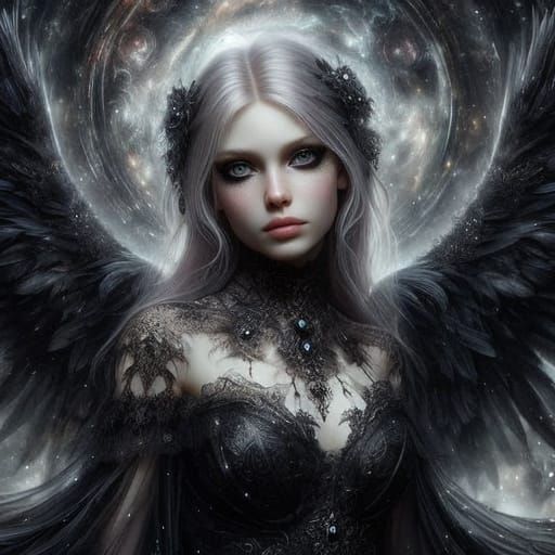 Ethereal Gothic Angel with Sorrowful Beauty
