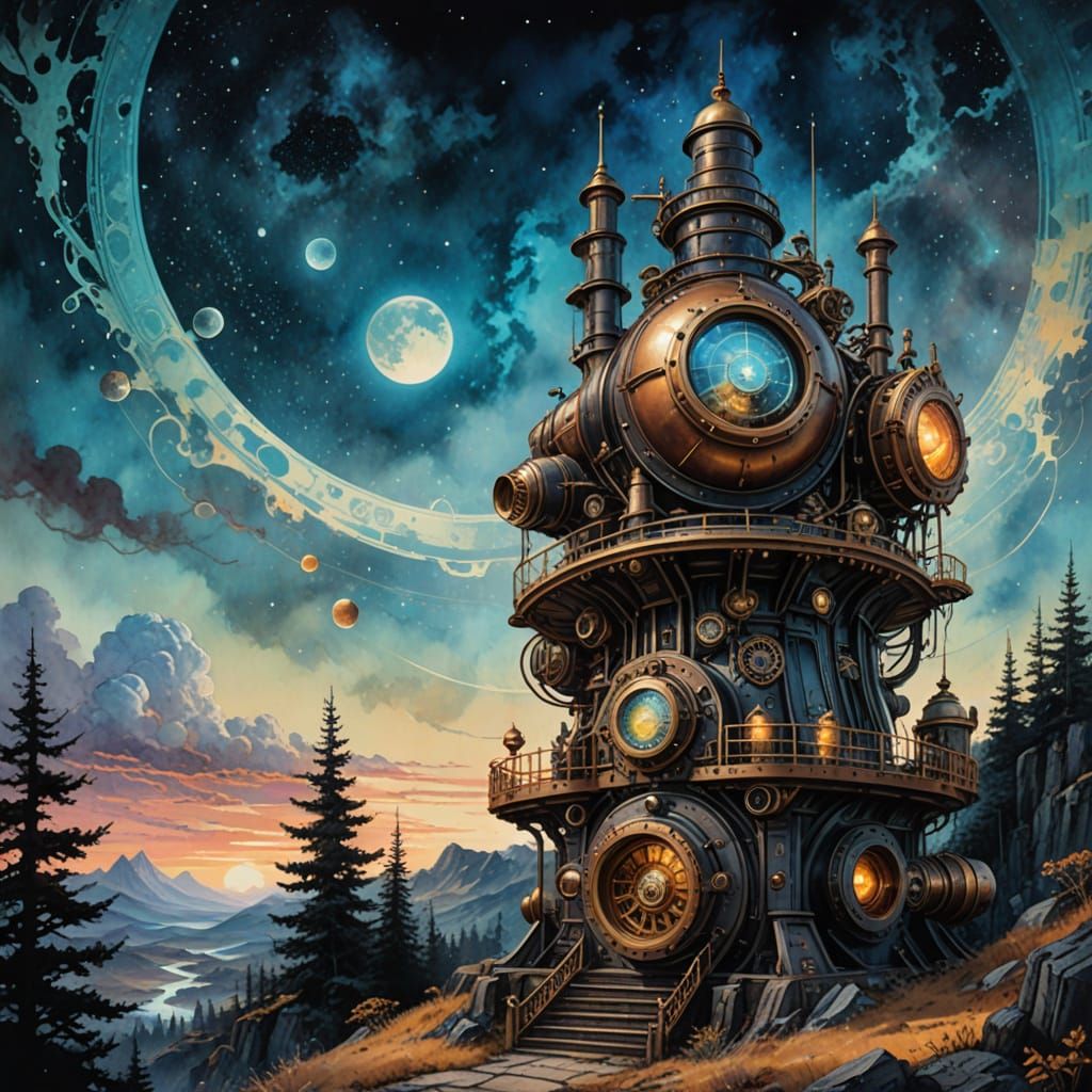 Astral Plane Observatory in Steampunk Style