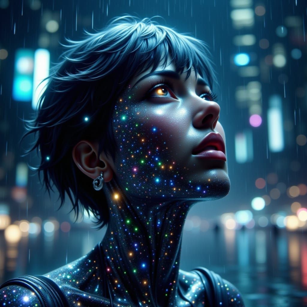 Cybernetic Woman Experiences Rain for First Time