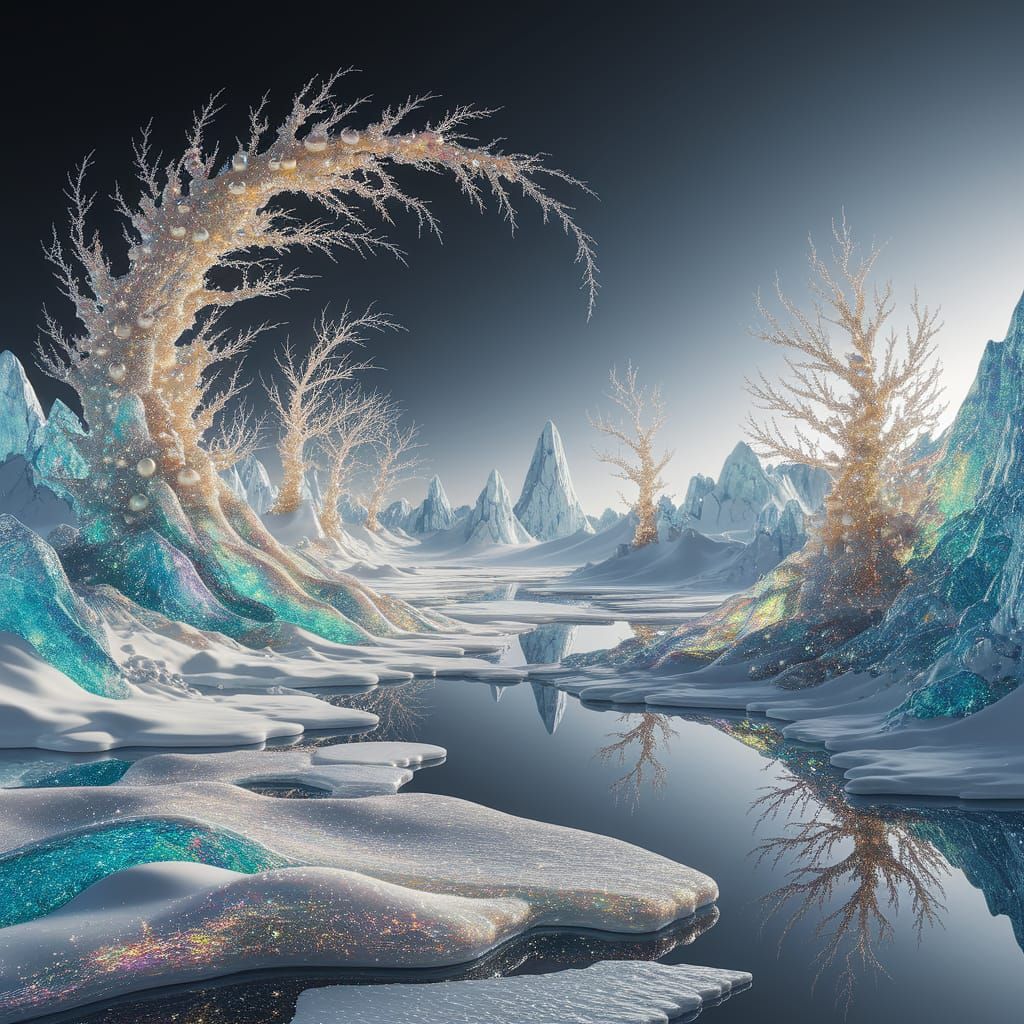 Arctic Tundra with Ice Floes in 3D