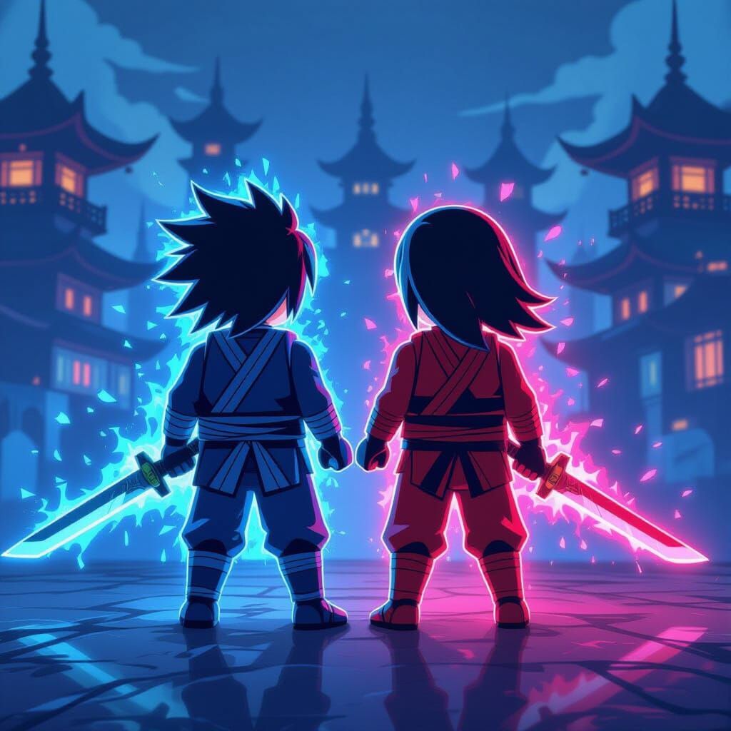 Ninjago Jay and Nya in Epic Battle Stance