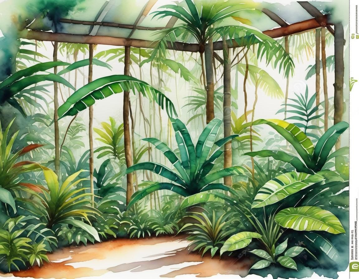 Watercolor Rainforest Room: A Madagascan Scene