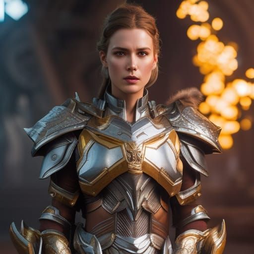 Epic Female Paladin in Silver Armor