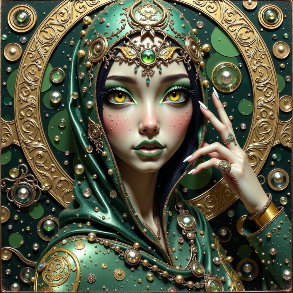 Fantasy Princess Portrait with Metallic Accents