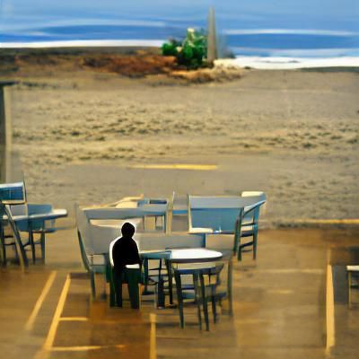 Lonely Man Contemplates the Ocean View