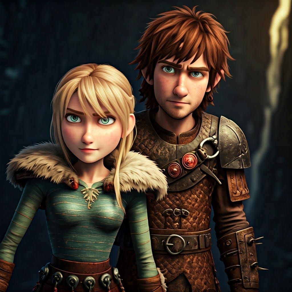 Hiccup and Astrid: Detailed Matte Painting