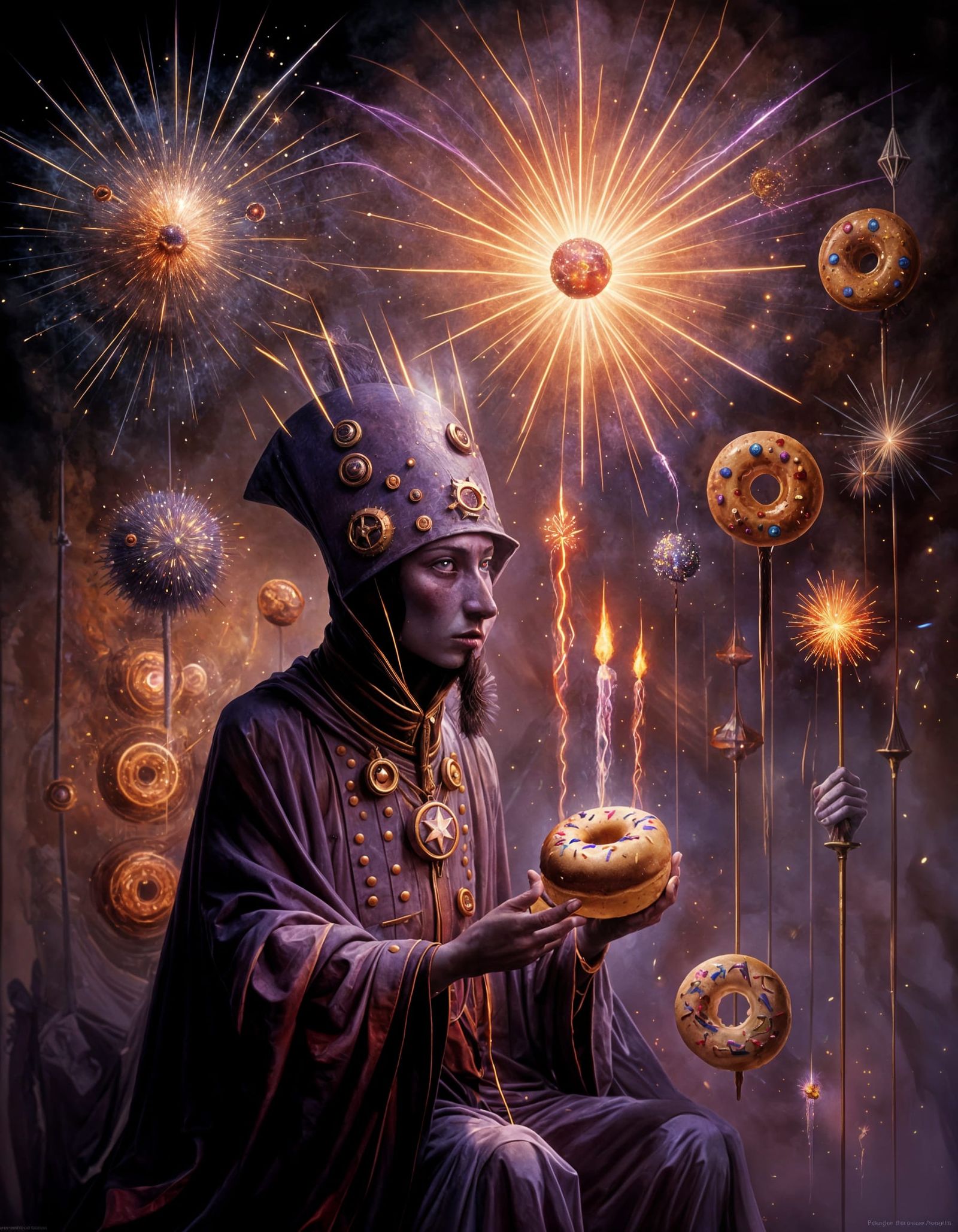 Surreal Matchstick Dogs with Fireworks and Ooze