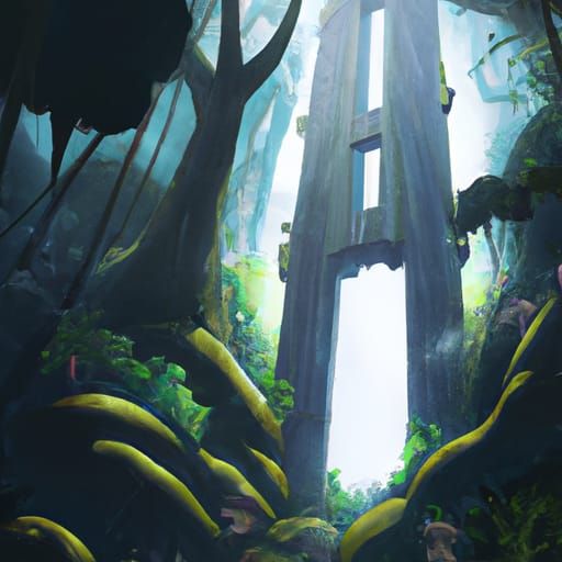 Jungle Monolith in Anime Style