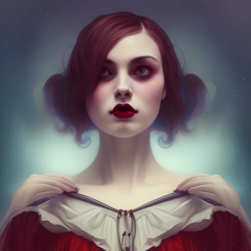 Sad Woman with Tulips: Gothic Victorian Portrait