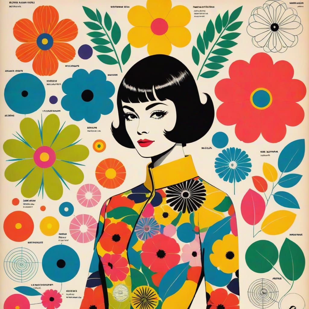 1960's floral fashion design