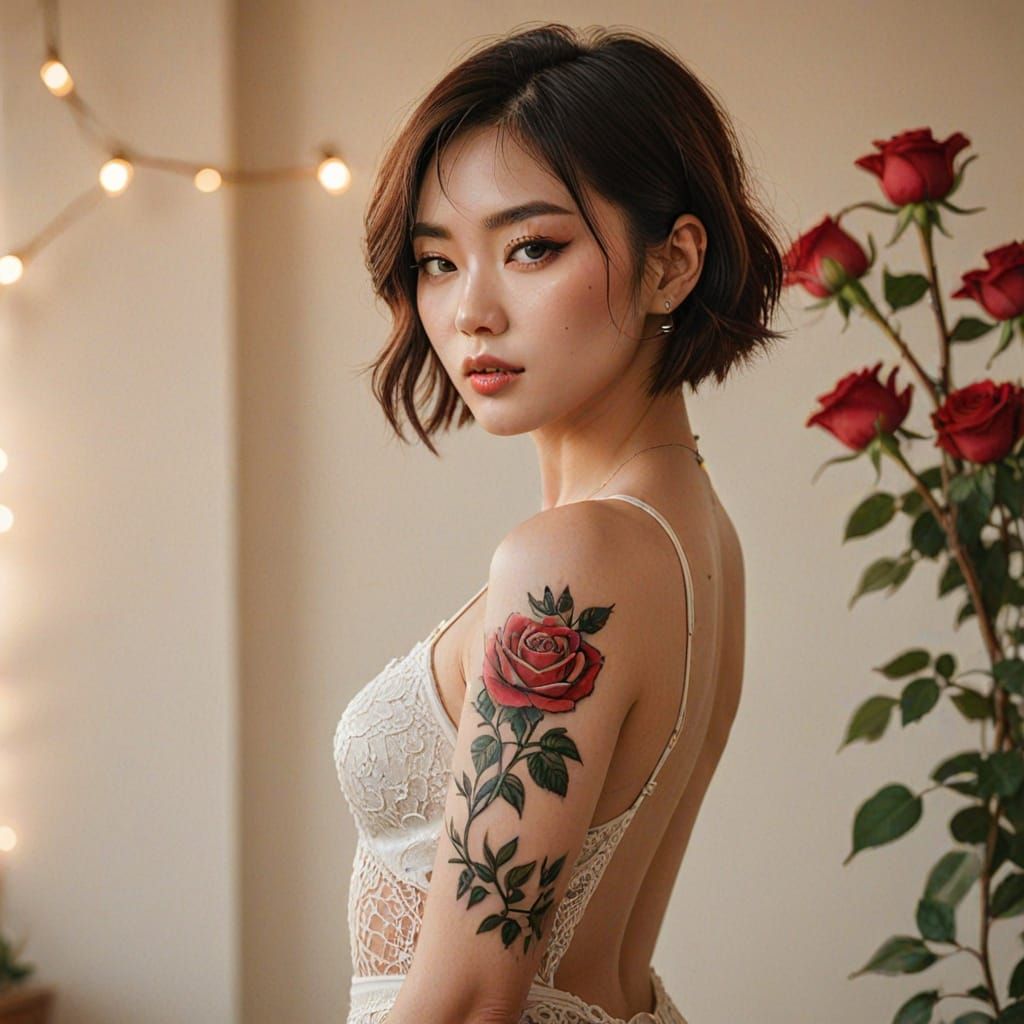 Feminine Beauty in Vintage Rose Tattoos