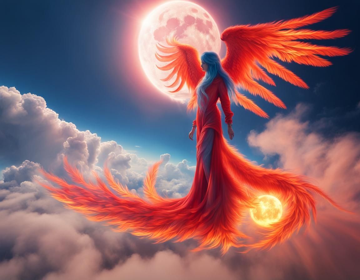 Fiery Phoenix and Red Astronaut on Venus