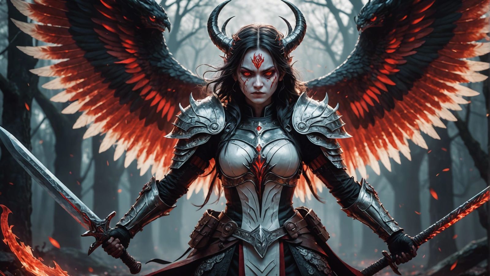 Horrific Valkyrie Demon Slayer in Gothic Art