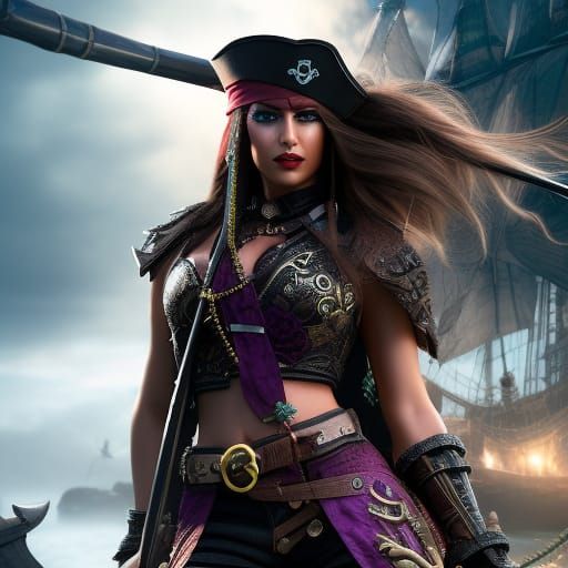 Epic Pirate Woman with Volumetric Lighting