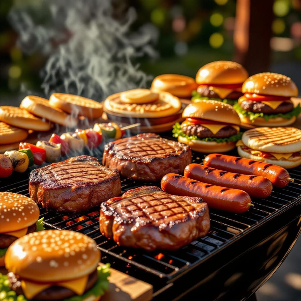 Barbecue Feast: Steaks, Sausages, and Burgers