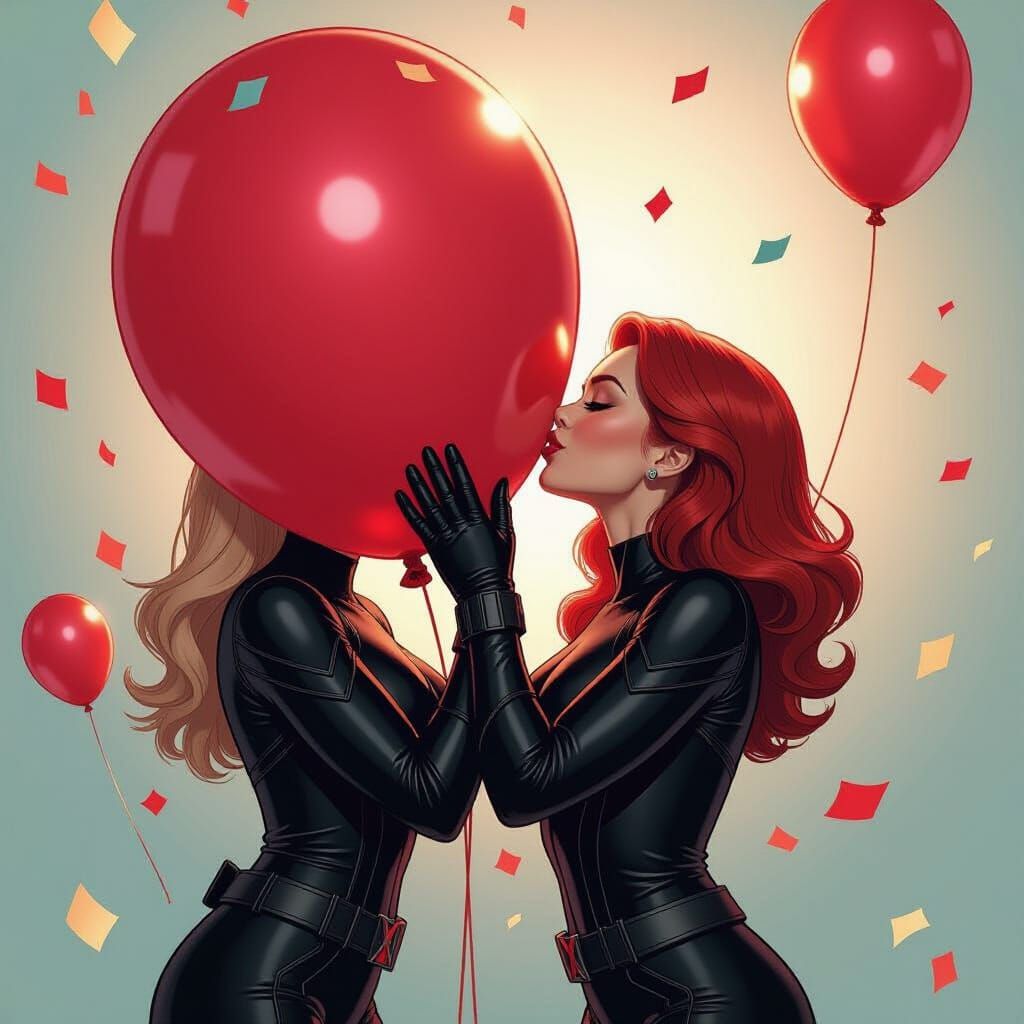 Black Widow Celebrates with Birthday Balloon