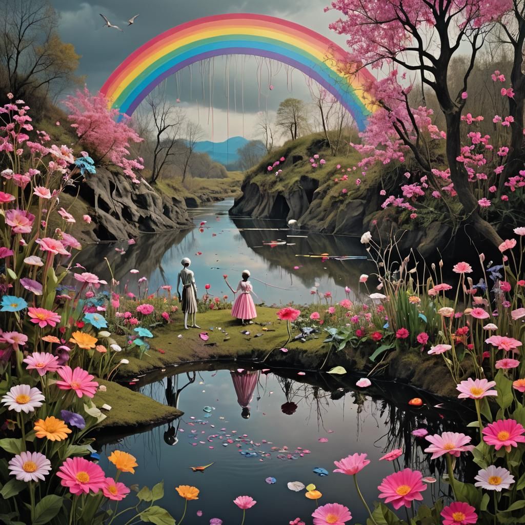 Surreal Underworld Scene in Kiddie Art Style