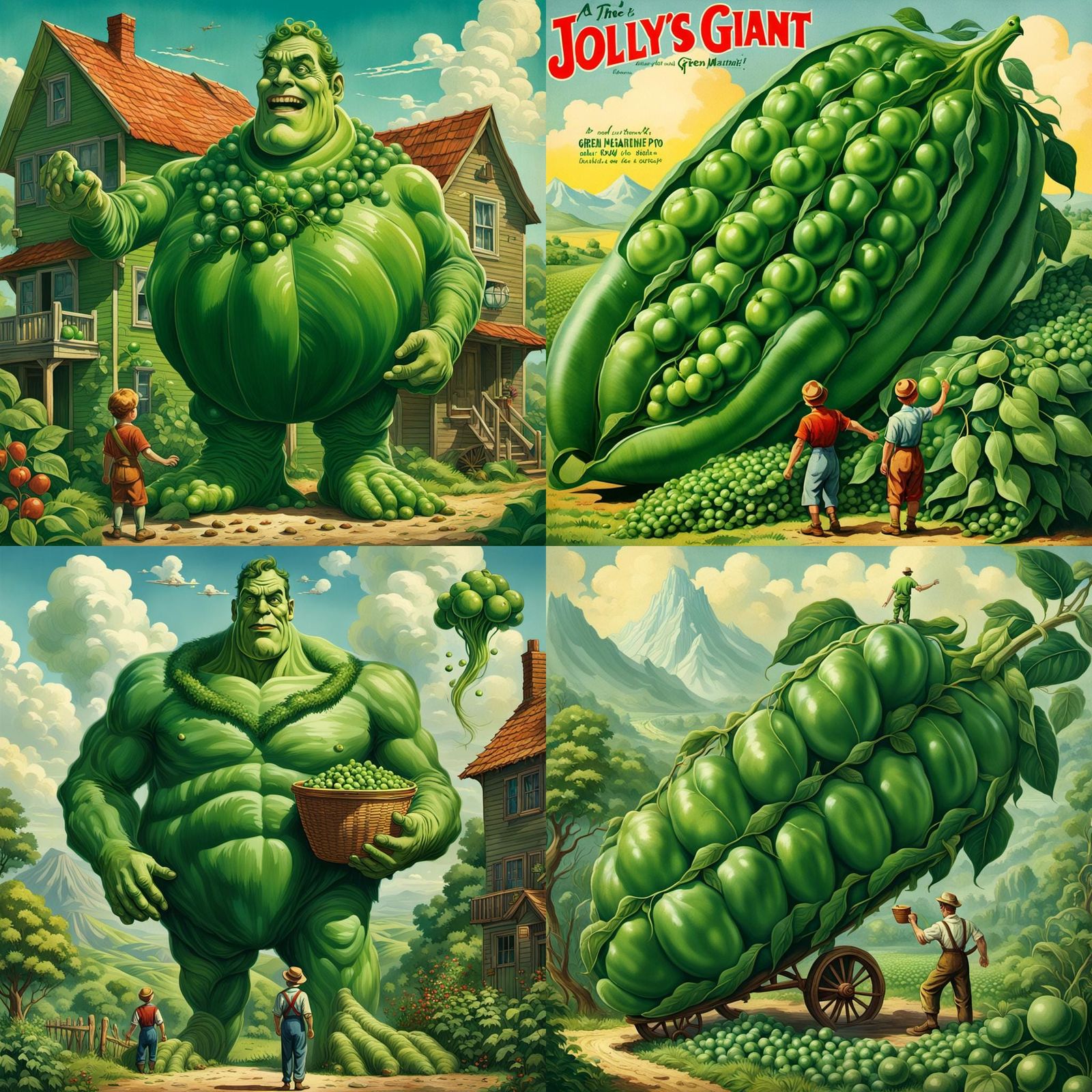 Jolly Green Giant Vintage Advertisement: Detailed Matte Pain...