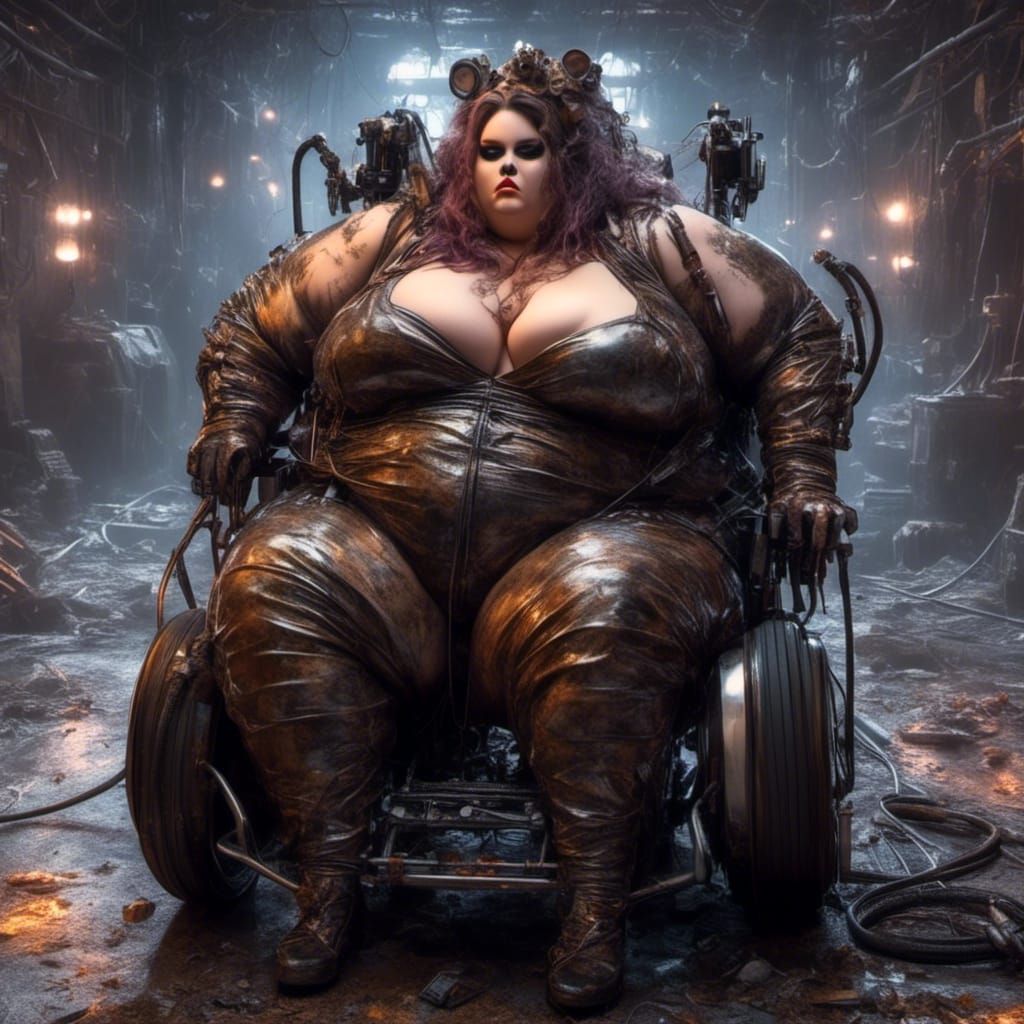 Immobilized Overweight Woman in Medical Latex Suit