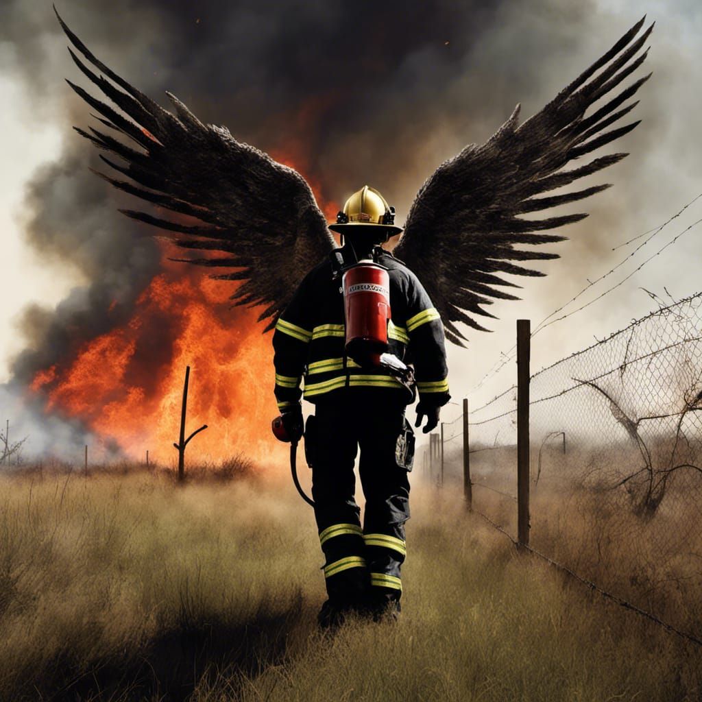 Winged Firefighter Angel in Oklahoma Wildfires