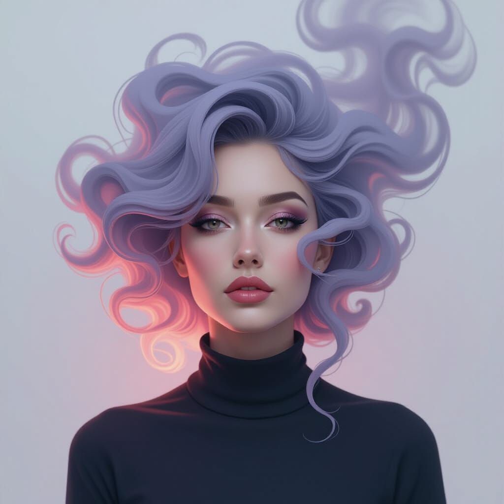 Abstract Woman Portrait in Dreamlike Style