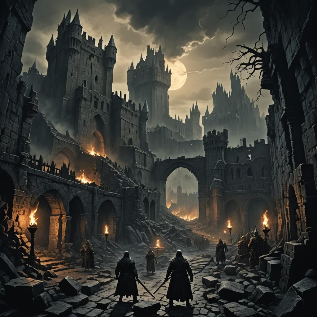 Sessrúmnir Fortress in Dark Fantasy Style