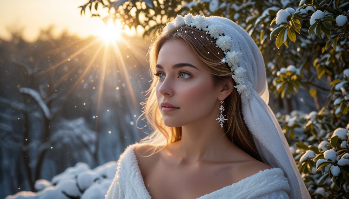 Mystical Winter Paradise with Festive Skunk and Snowy Forest