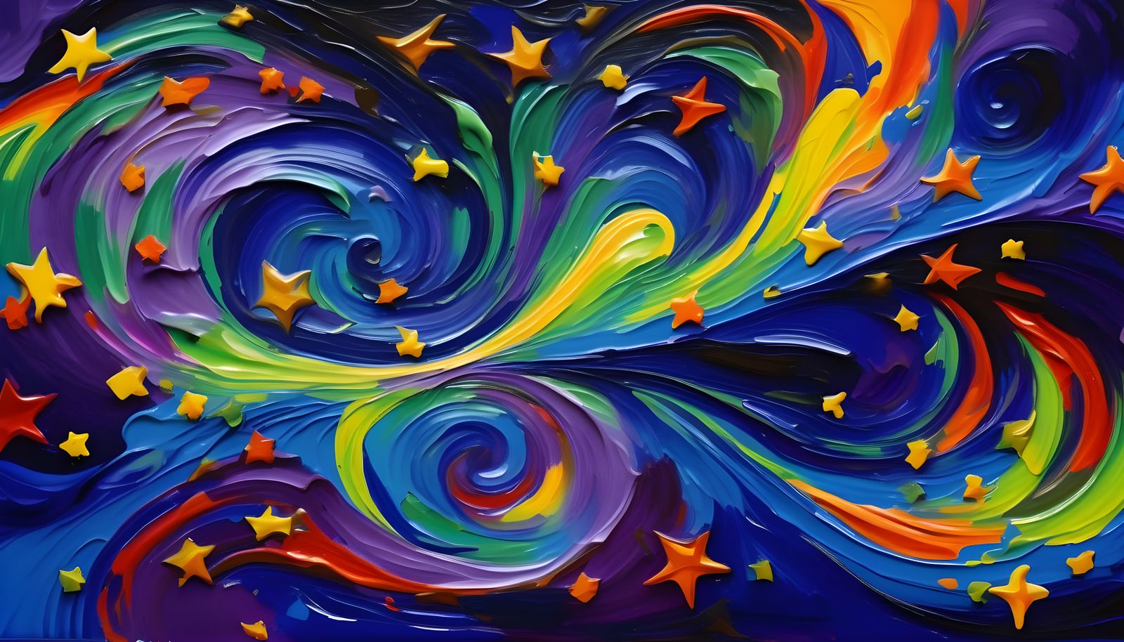 Cosmic Maelstrom: Impasto Oil Painting with Stars
