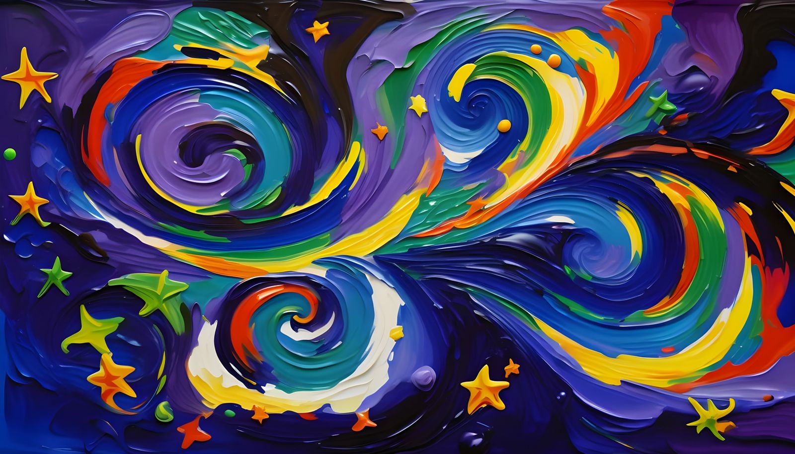 Vibrant Cosmic Geysers in Impasto Oil Paint