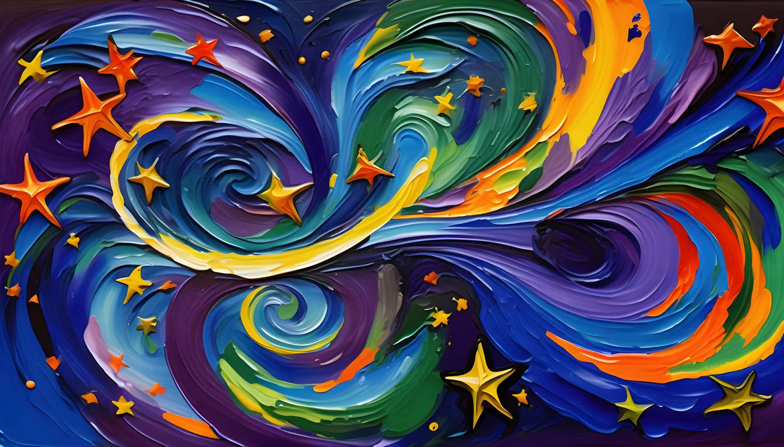 Cosmic Impasto Geysers in Abstract Expressionist Style