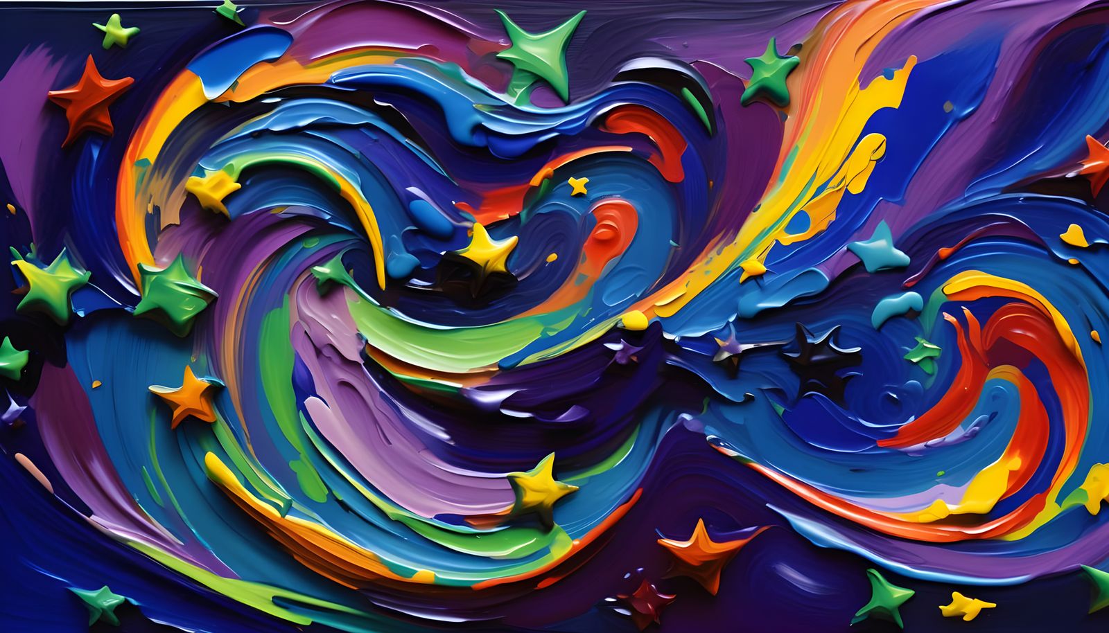 Colorful Cosmic Maelstrom in Impasto Oil