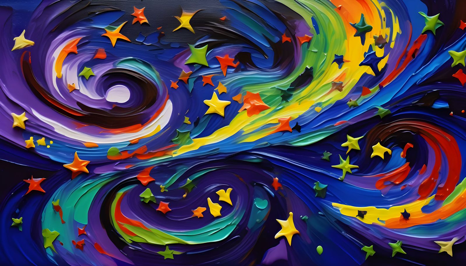 Abstract Cosmic Geysers in Impasto Oil Paint