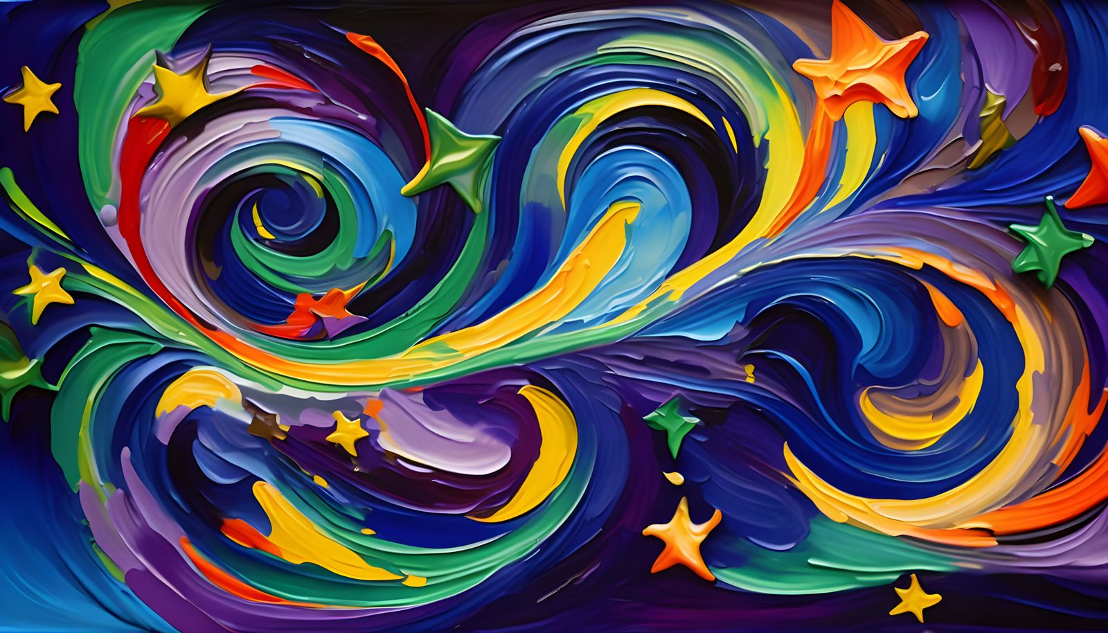 Abstract Impasto Cosmos with Swirling Colors