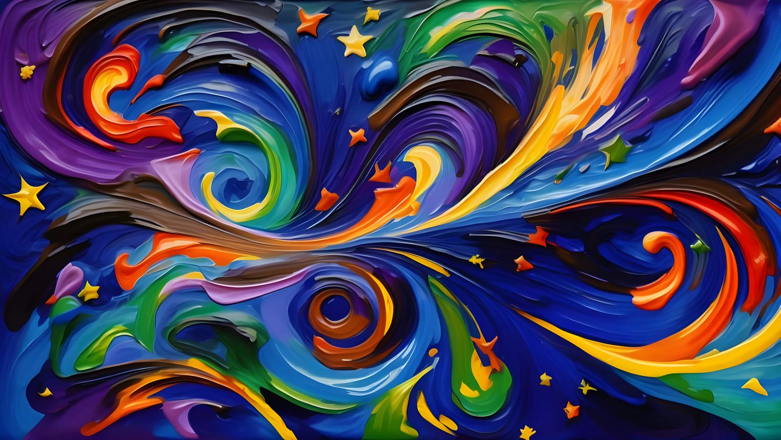 Cosmic Impasto Painting with Swirling Colors