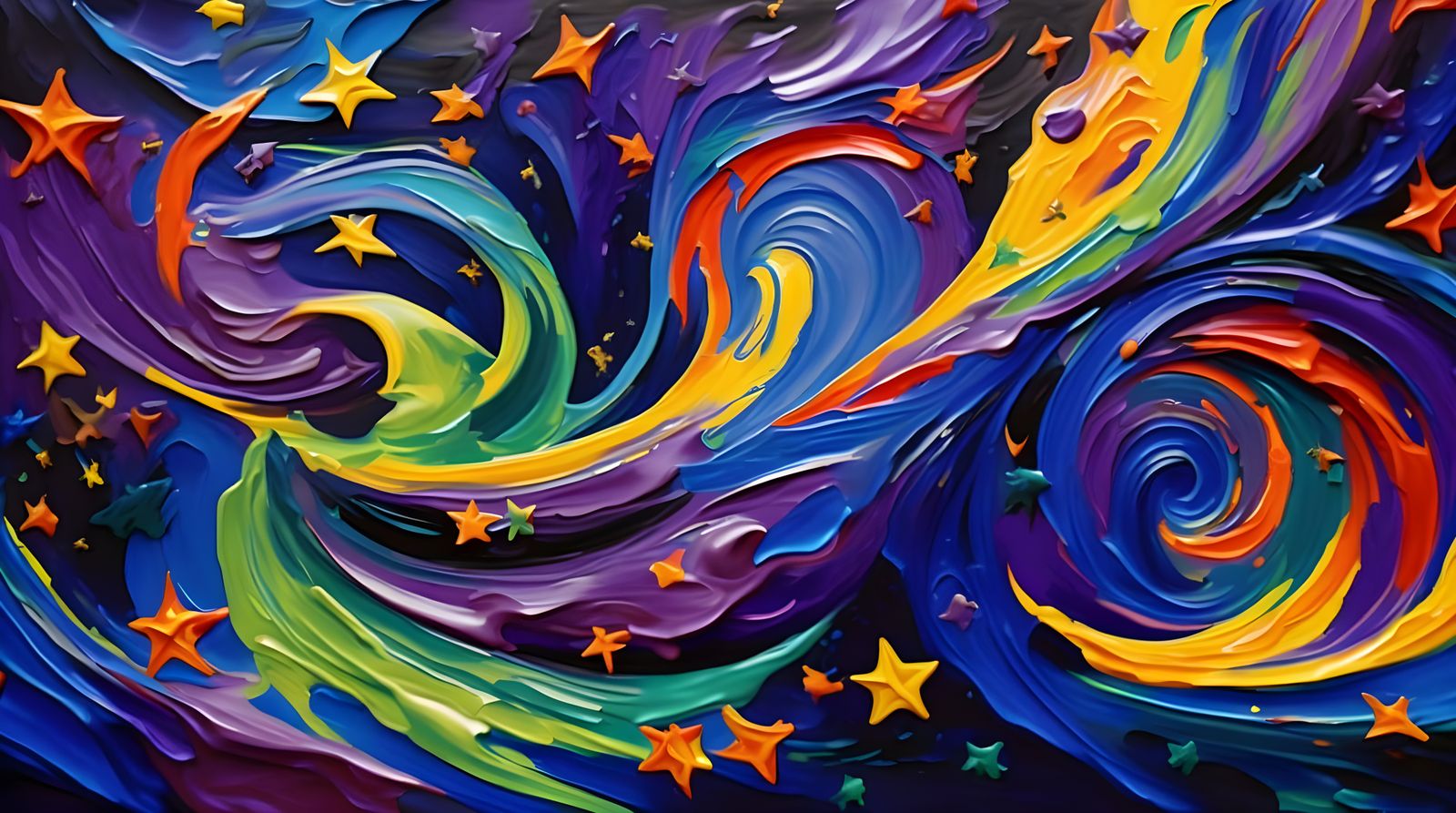 Cosmic Geysers: Impasto Painting in Bold Colors