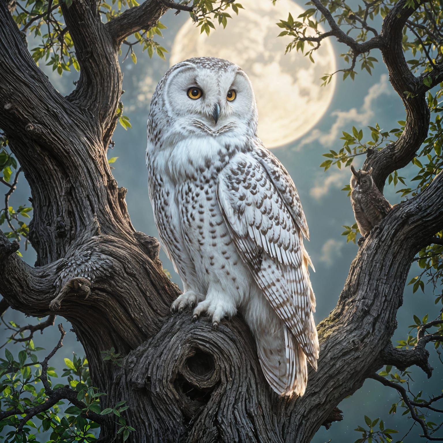 Majestic Owl in Realistic Nighttime Forest