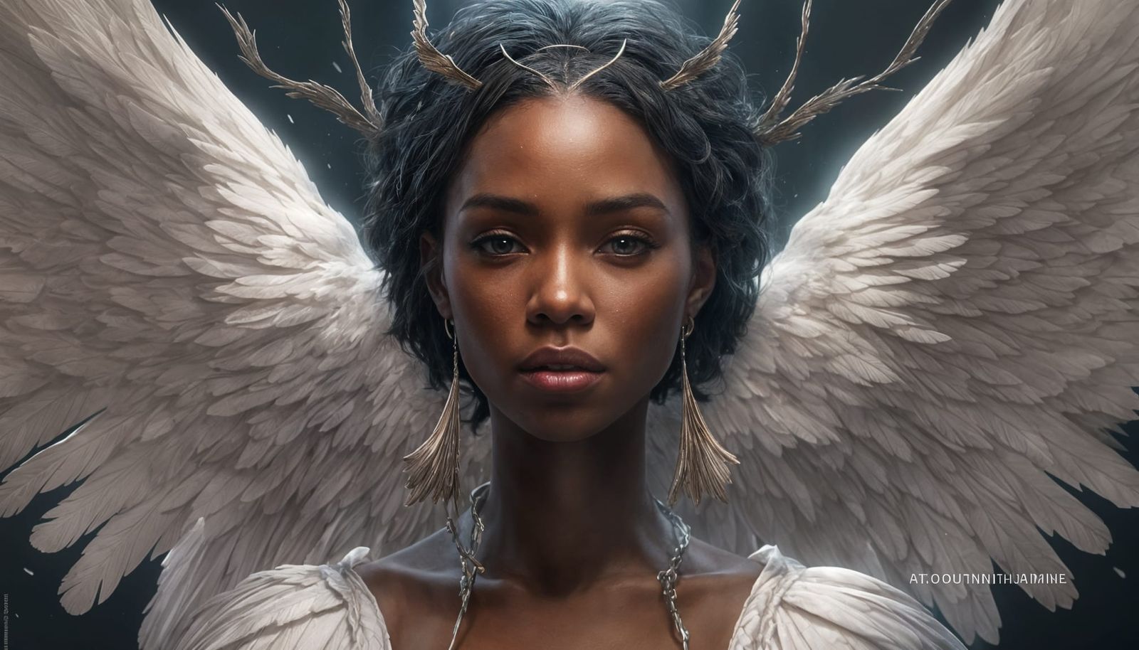 Ethereal Black Angel Portrait in Hyperdetailed Style