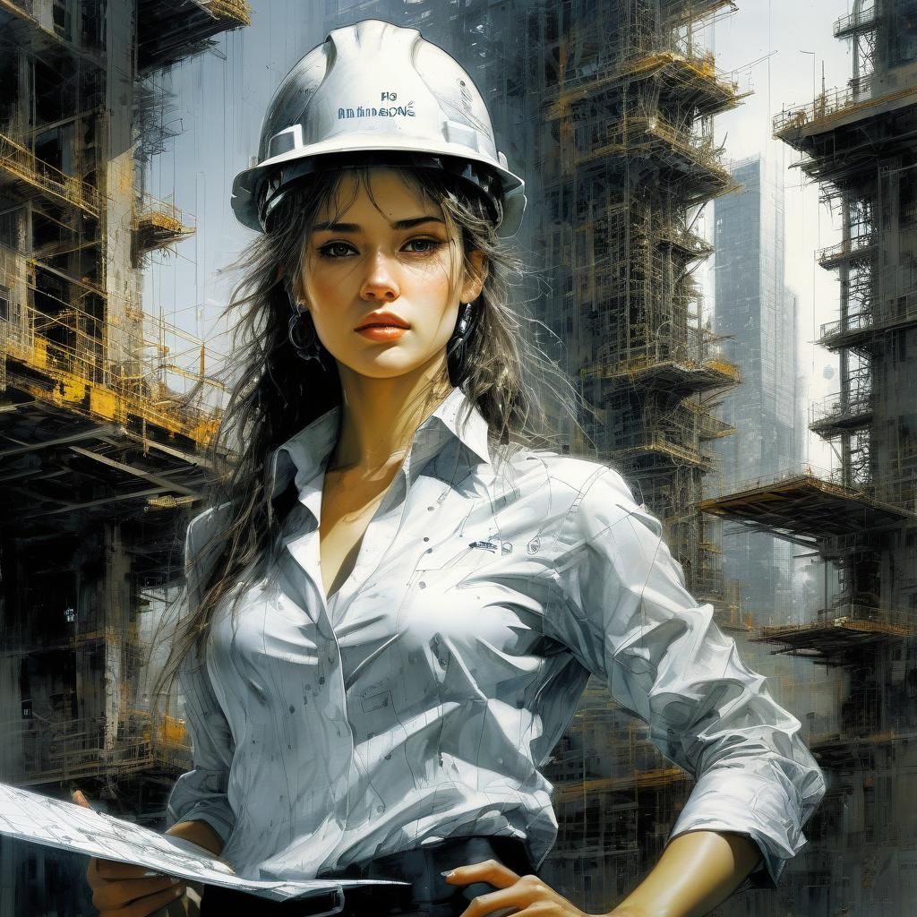 Engineer Woman in Business Suit, Fine Art Style