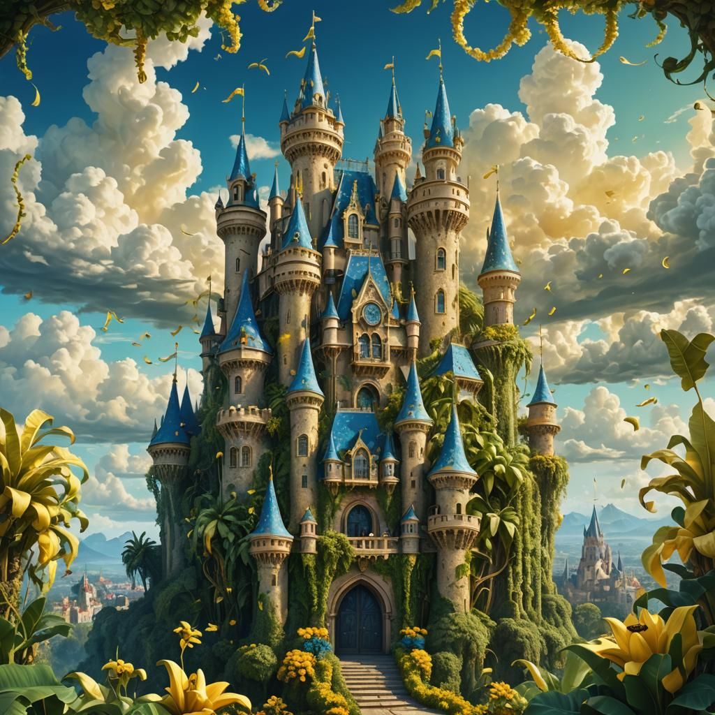 Grandiose Banana Castle in Fantasy Matte Painting