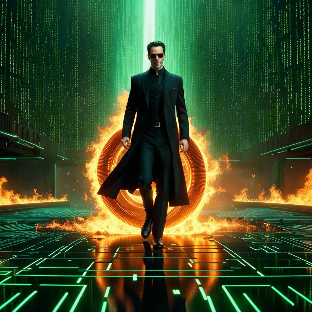 Fiery Phoenix in the Matrix: Digital Matte Painting