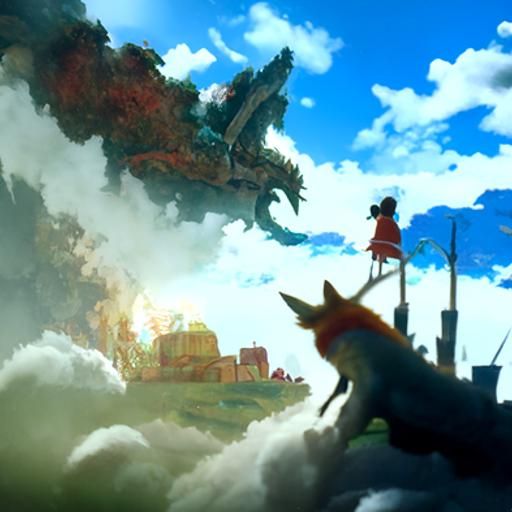 Nine-Tailed Fox vs Fire Monster: Ghibli-Style Anime