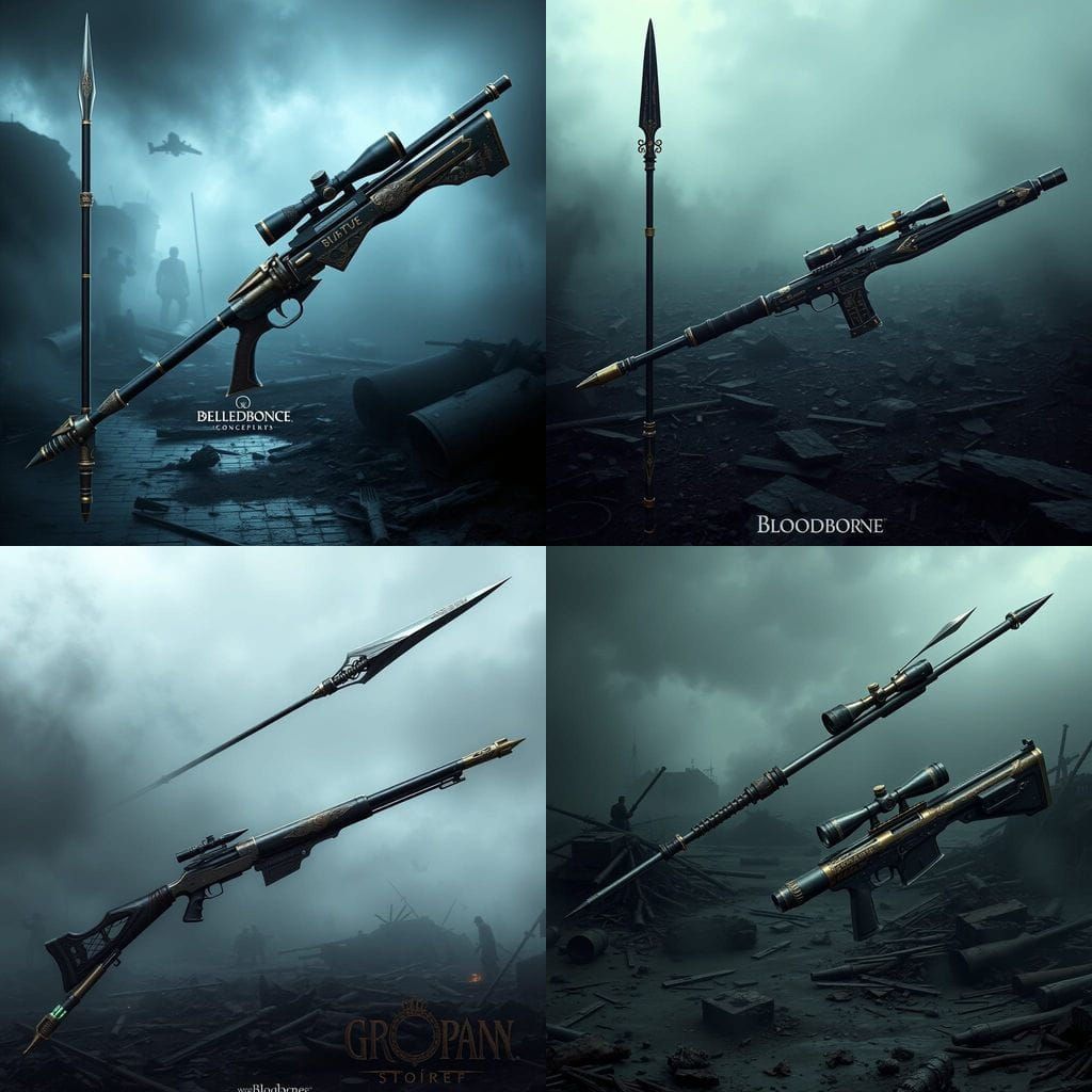Gothic Polearm Sniper Rifle Concept for Dark Fantasy