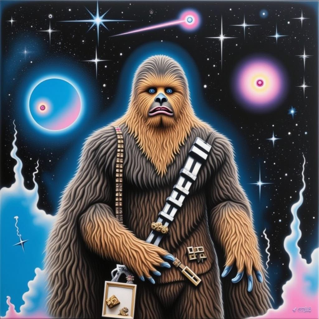 Chewbacca as Wookiee Warrior, Retro Sci-Fi Style